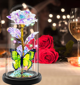 Fvawe modern decorative rose under glass dome suits shelves and desks.