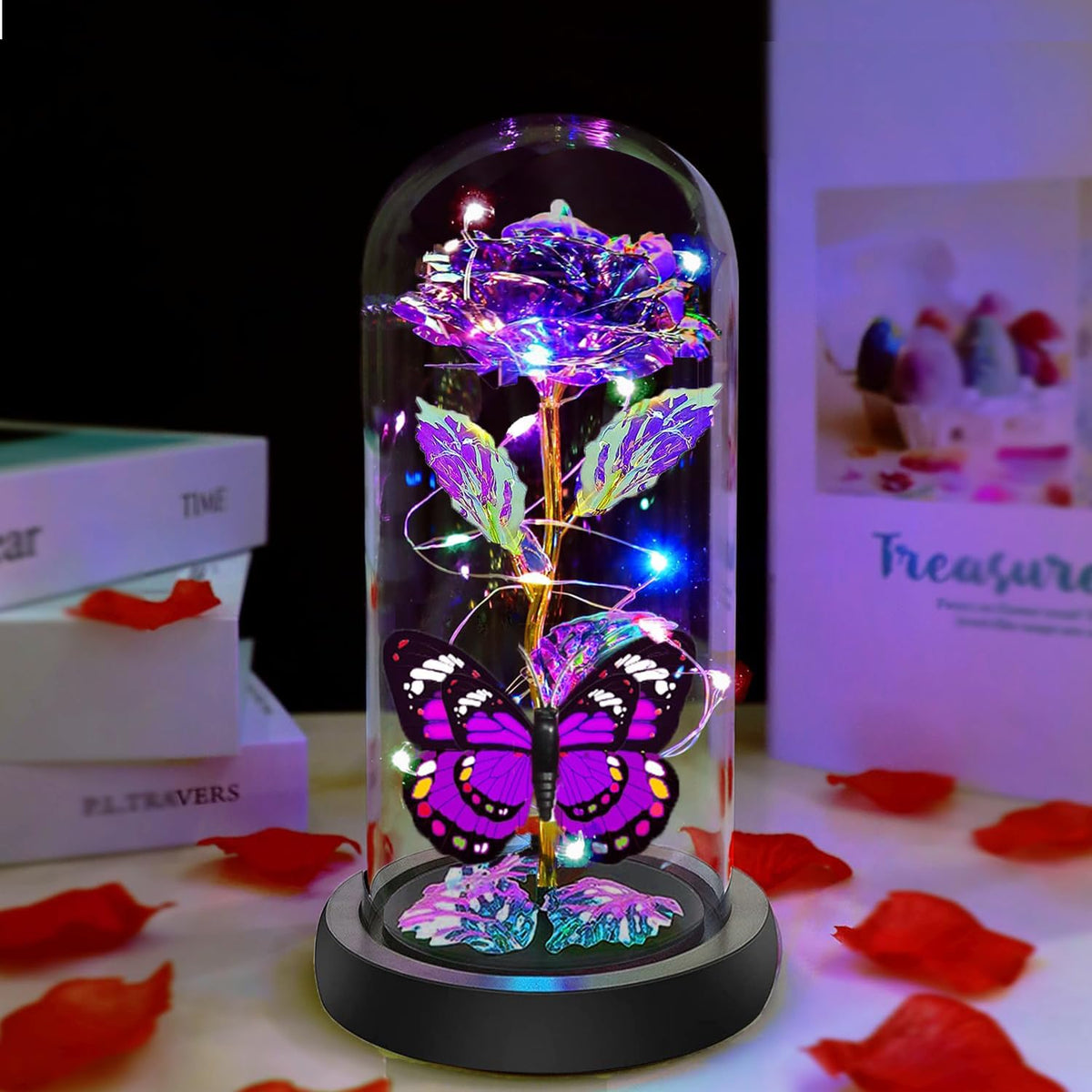 Fvawe rose dome with butterfly, ideal for gifting and home décor