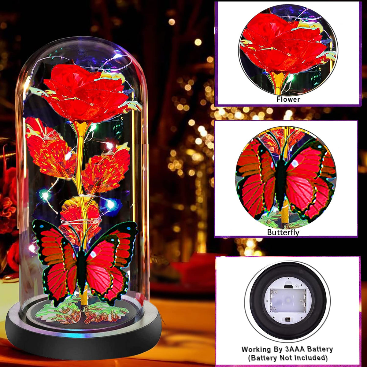 Fvawe rose under glass dome serving as a timeless decorative centerpiece.