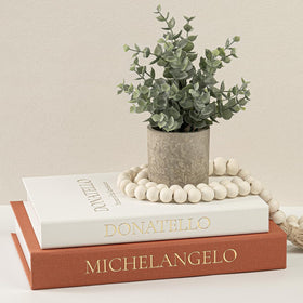 Fveuc beige terracotta faux books on a coffee table add refined storage and style
