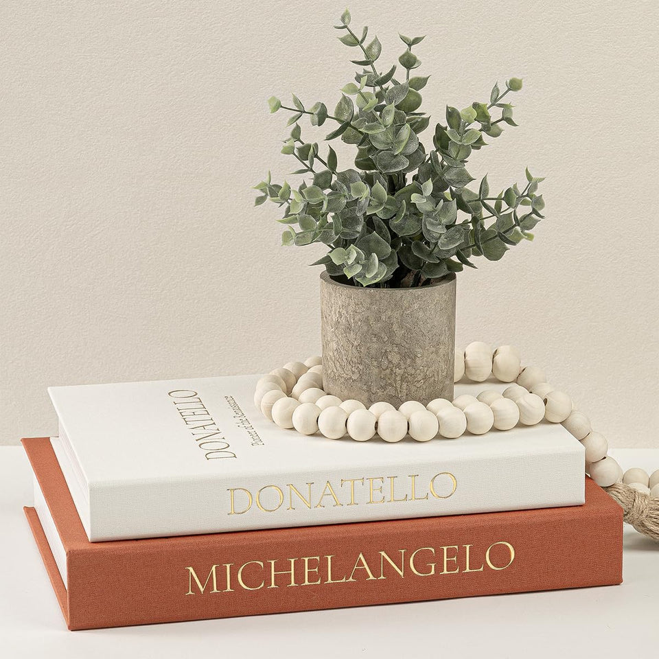 Fveuc beige terracotta faux books on a coffee table add refined storage and style