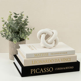 Fveuc Linen Faux Book Box Set large stacked for chic shelf display