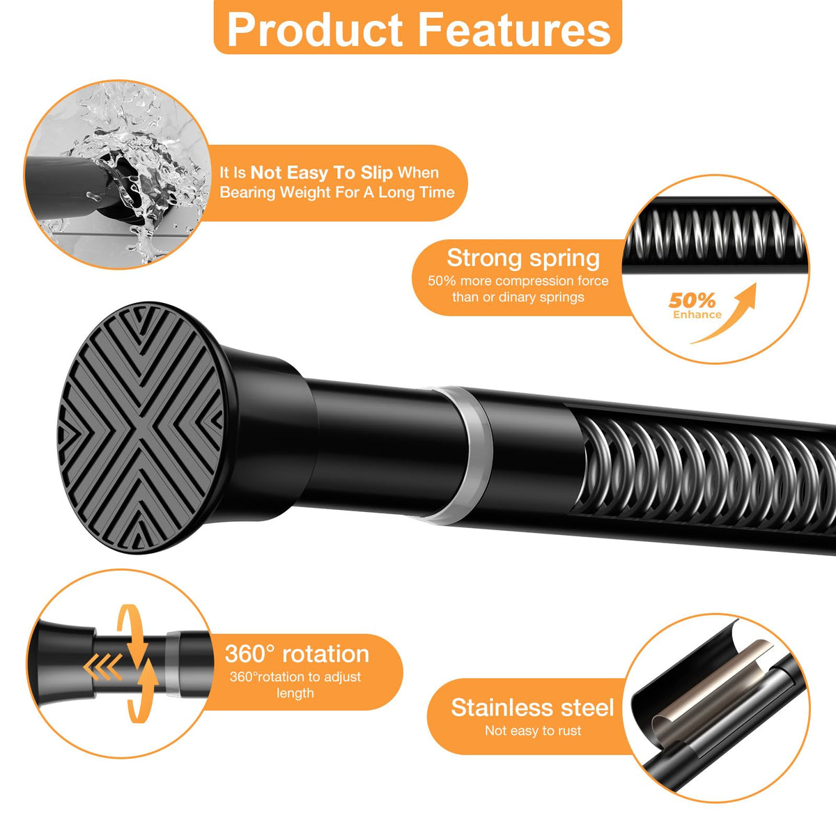 FVONZN adjustable length demonstrates telescoping reach for wider window coverage.