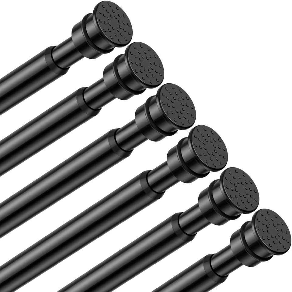 Fvonzn tension rod in black, adjustable 26-48 inches for secure setup.