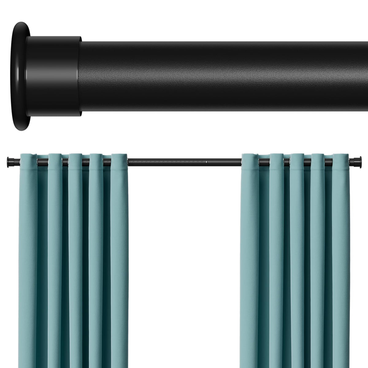 FVONZN tension rod extended to 124 inches with no-drill install