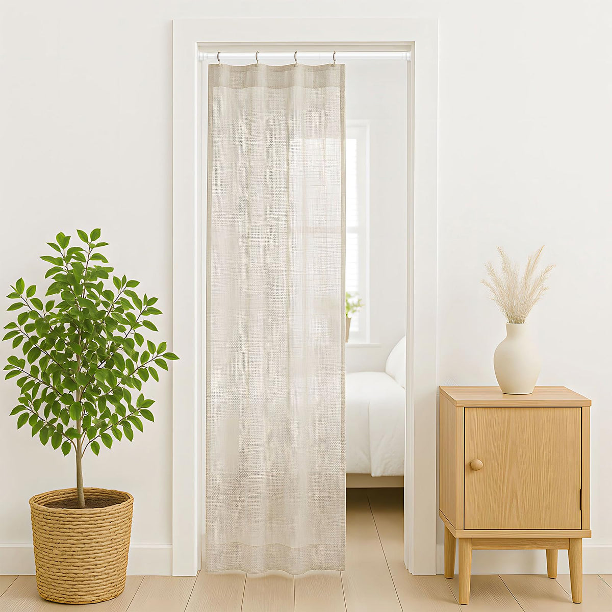 Fvonzn multi-use tension rod supports curtains, closets, and more.