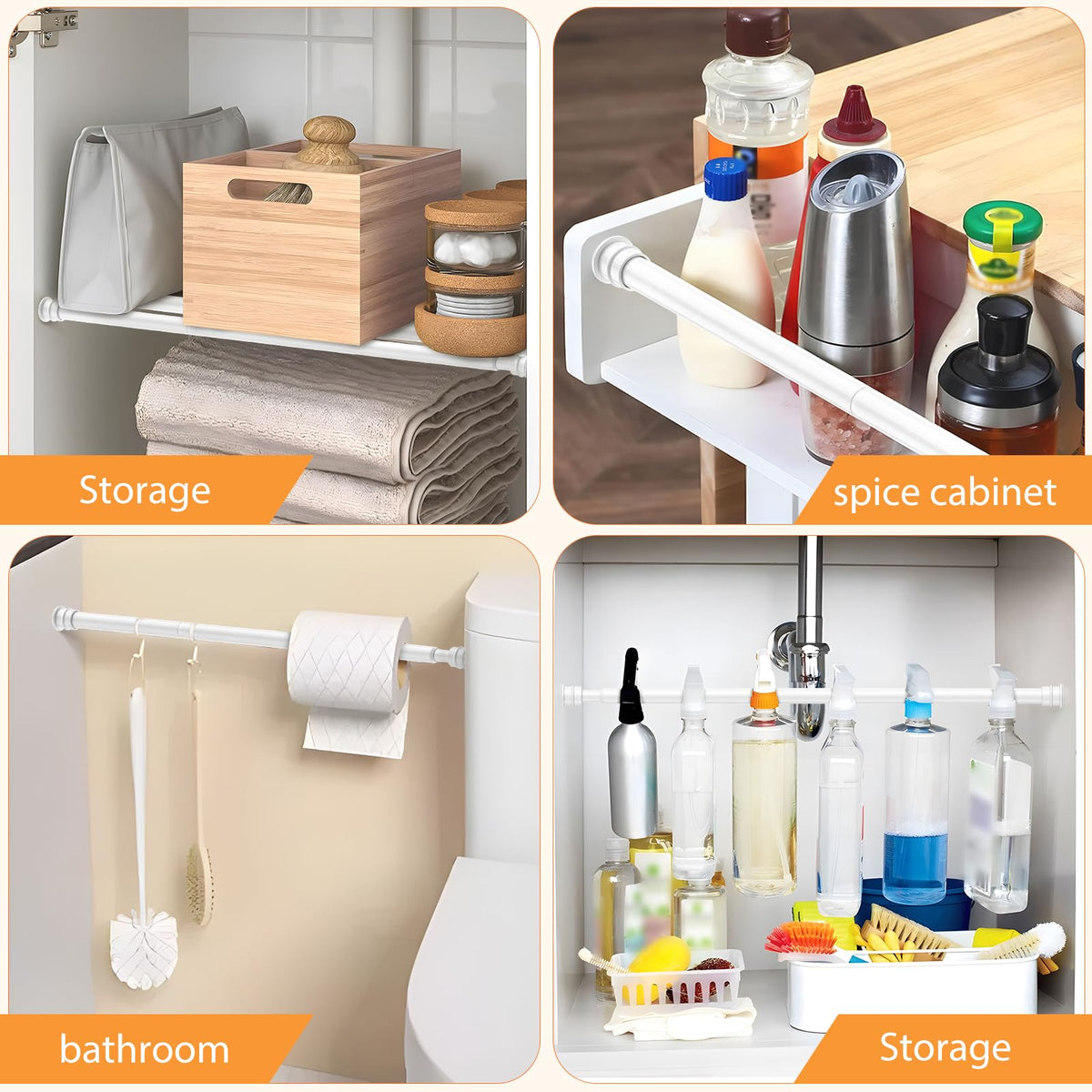 Fvonzn white tension rod blends with modern decor for windows.
