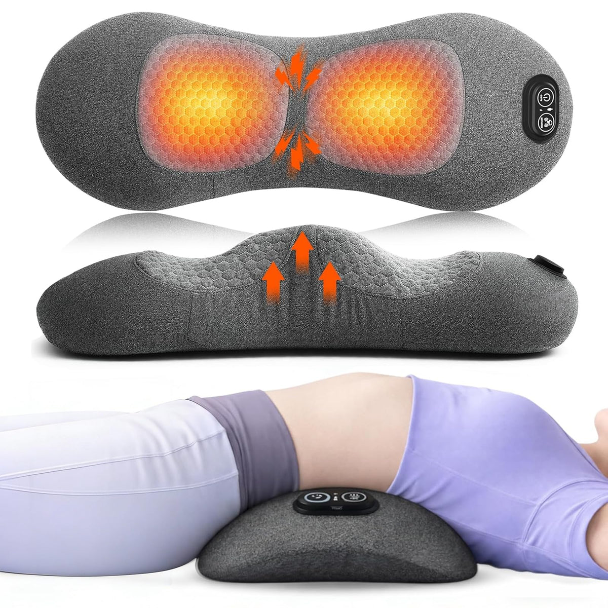 FWW 3-in-1 lumbar pillow in bed setup provides targeted back support.