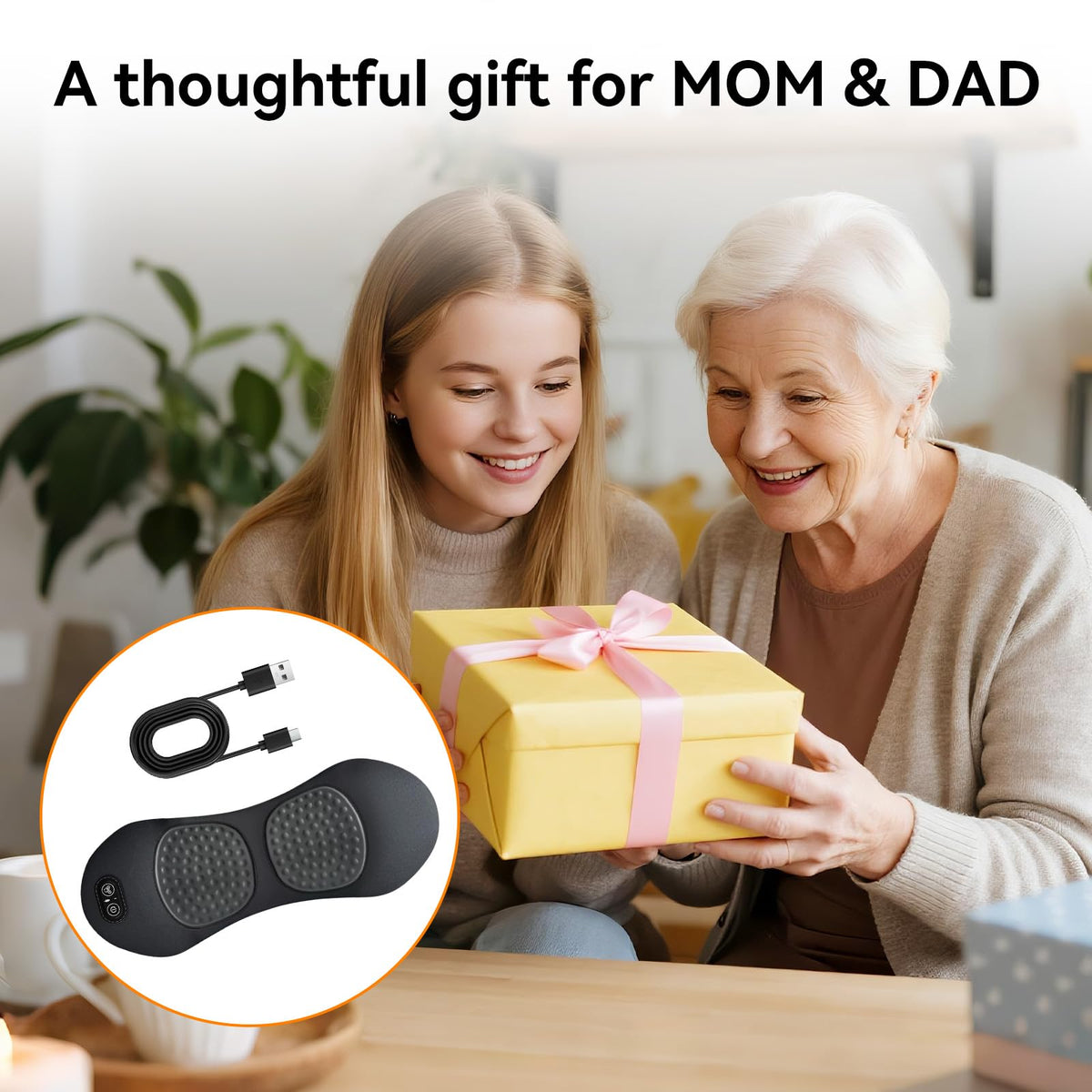 FWW portable plug-in lumbar pillow suitable for home, office, or travel.
