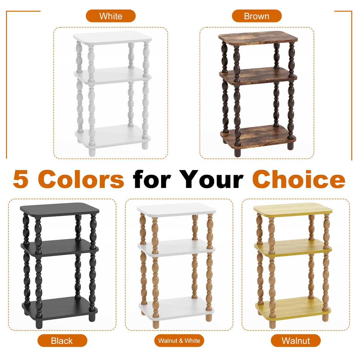 Fxacyem Retro End Table anti-slip pads protecting floors during use.
