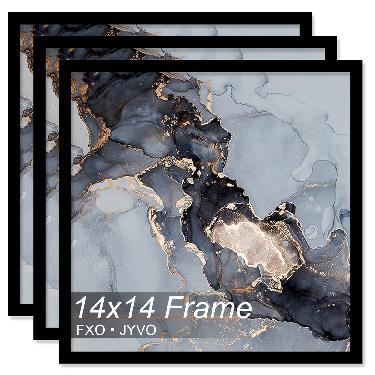 Fxojyvo 14x14 frame set front view in black for crisp wall display