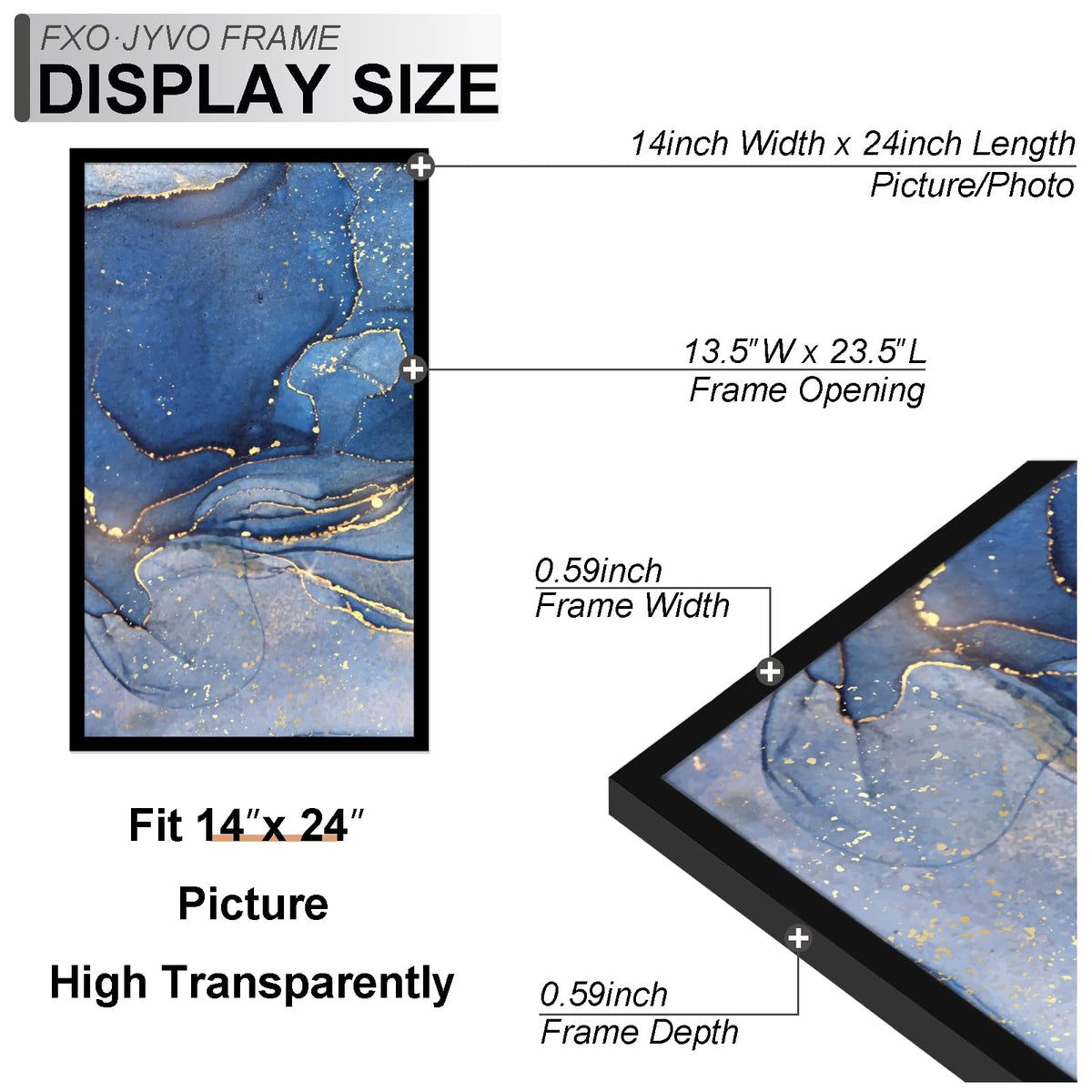 Fxojyvo 14x24 frame back mounting area for easy installation