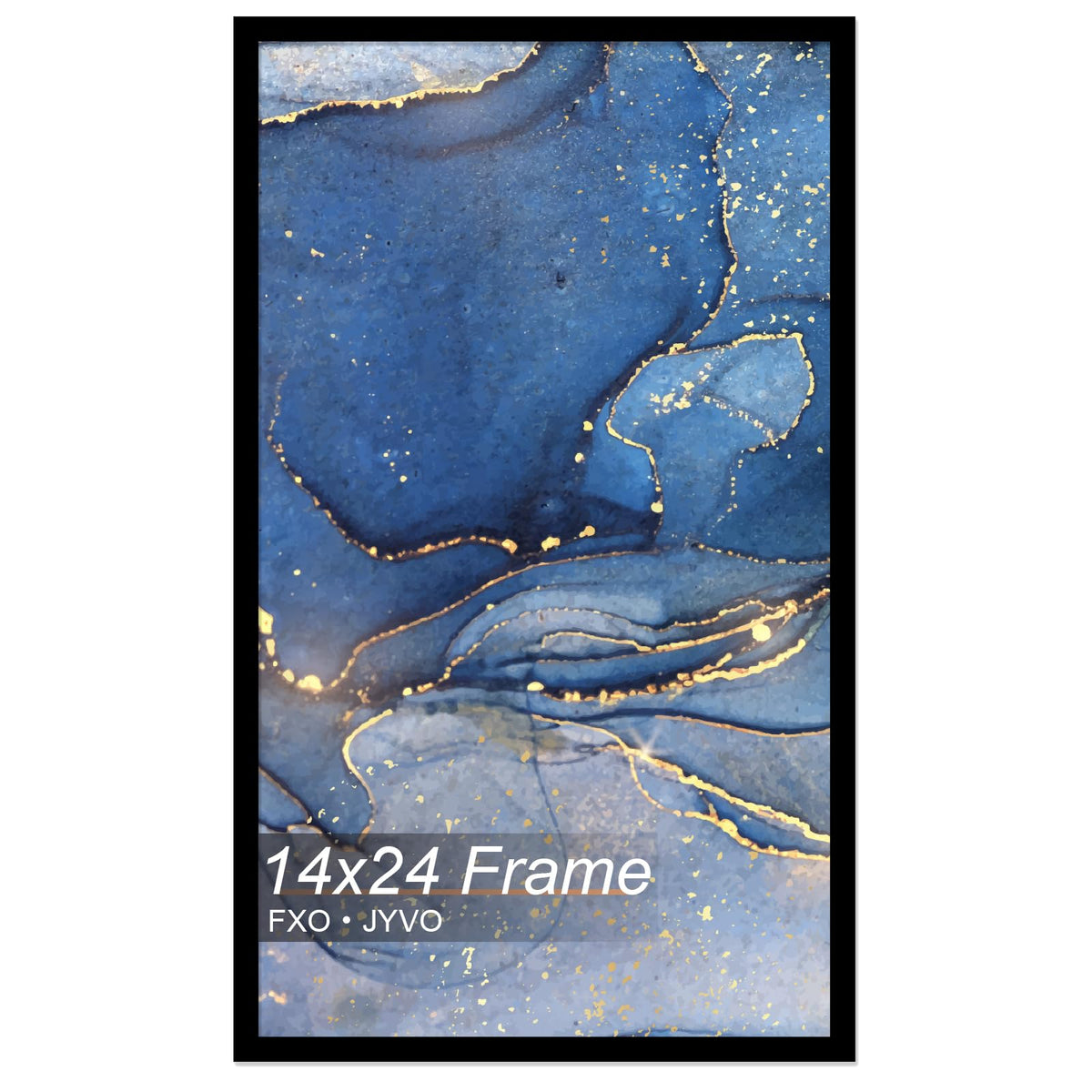 Fxojyvo 14x24 frame front view with sleek black finish for wall display
