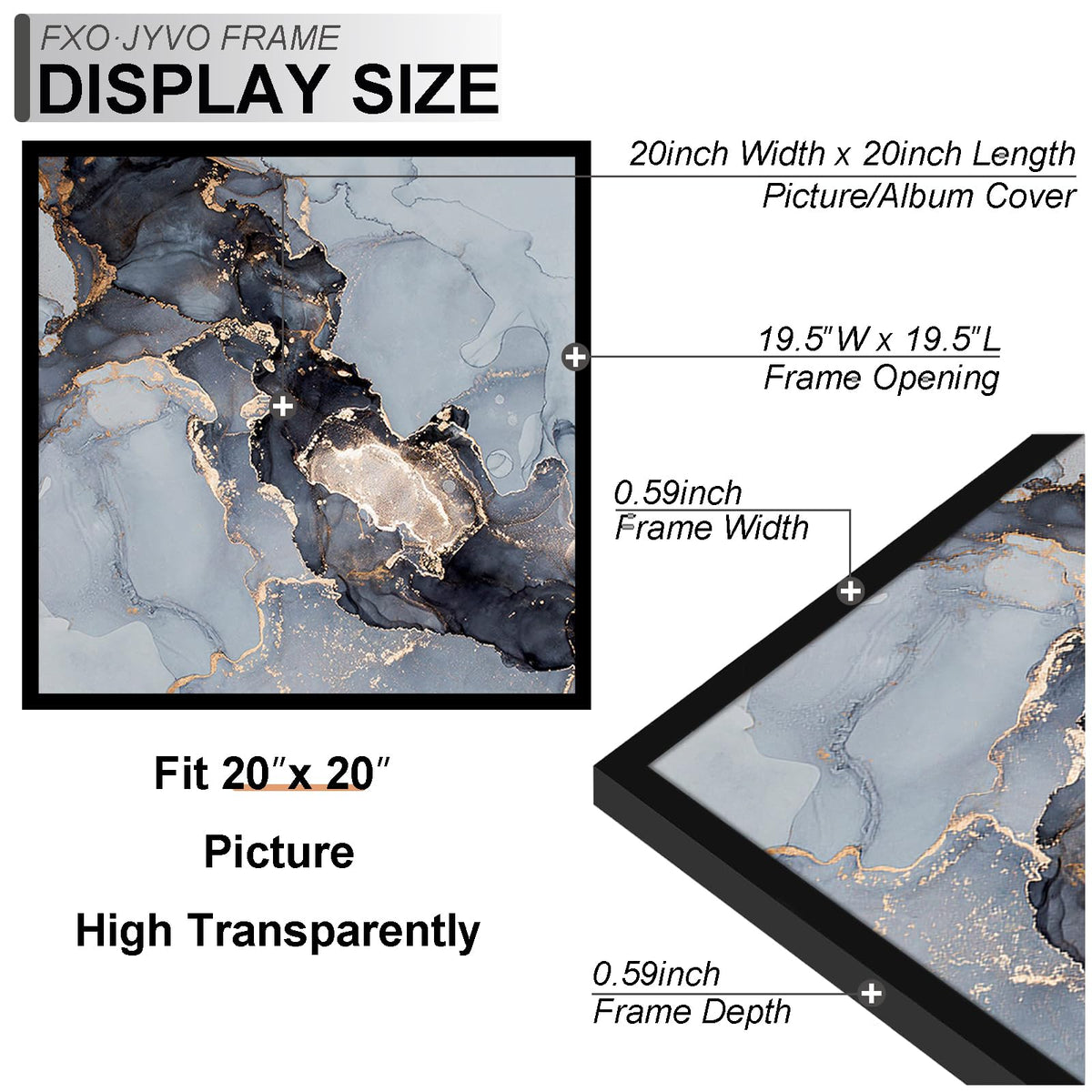 Fxojyvo 20x20 frame clear cover closeup shows high transparency