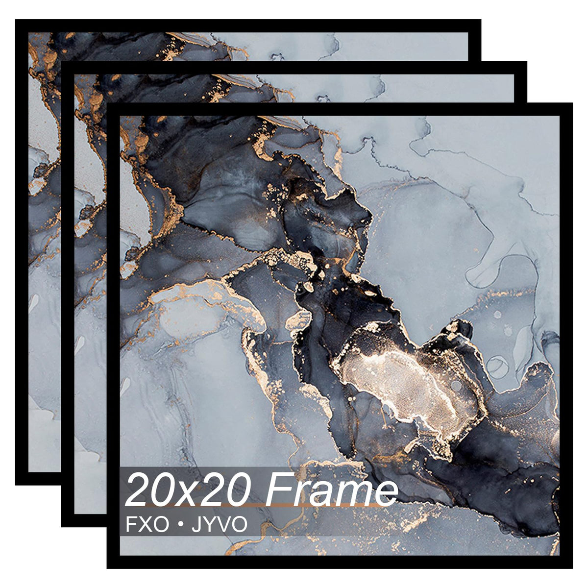 Fxojyvo 20x20 frame front view for wall display in black