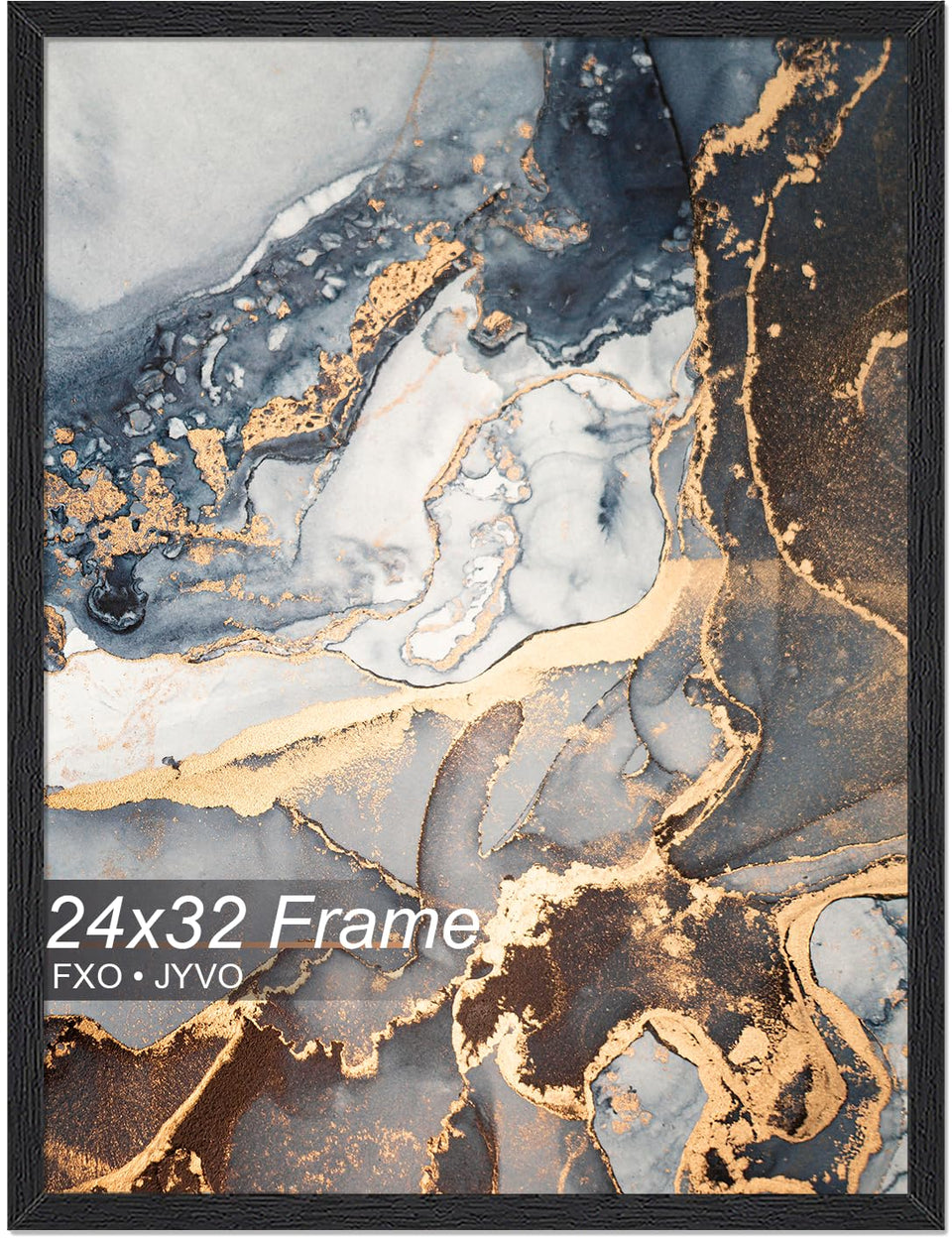 Fxojyvo 24x32 black wood-frame front view ideal for wall display of posters.