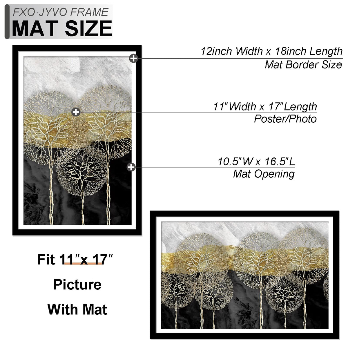 Fxojyvo frame without mat 12x18 fits 12x18 prints cleanly
