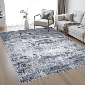 FXRHLP 5x7 area rug with grey abstract pattern enhances living room decor.