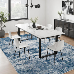 FXRHLP polyester blue rug resists stains and stays neat.