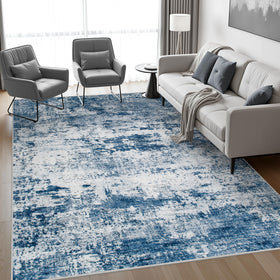 FXRHLP washable 6x9 blue rug with soft pile for easy cleaning.