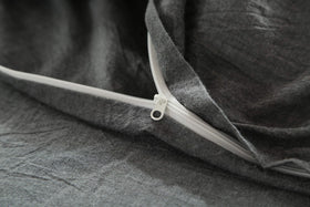 F.Y.Dreams grey duvet cover displays long-side zipper for easy access.