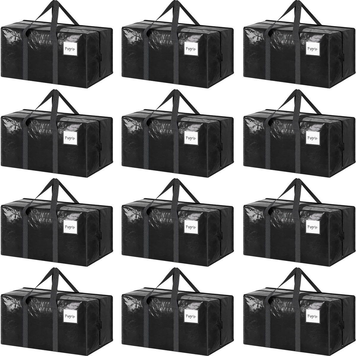 FYGRIP 12-pack extra-heavy-duty bags with zipper closeup for secure transport.