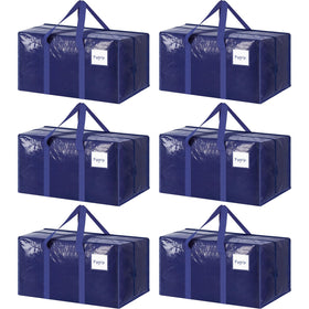 FYGRIP 6-pack heavy-duty blue bags designed for moving with reinforced handles.