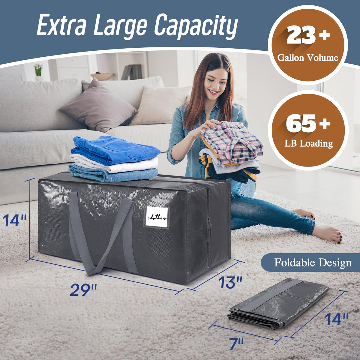FYGRIP foldable storage bag ready for compact after packing.