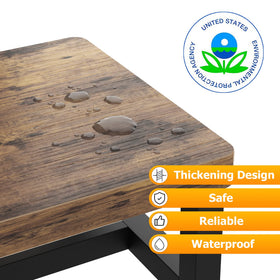 FYGUES rustic brown wooden step stool blending with home décor and capable of supporting 500 lbs.