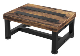 FYGUES wooden step stool with non-slip feet for stable use on uneven floors.