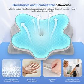 Fyova pillowcase is removable and machine washable for easy care.