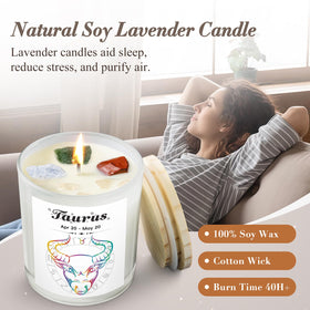 Fyroax Taurus crystal candle with carnelian boosting energy and focus