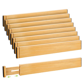 Fyvva bamboo drawer dividers adjustable 16-22in for tidy kitchen drawers