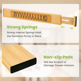 FyVva spring-loaded divider stays upright for stable organization