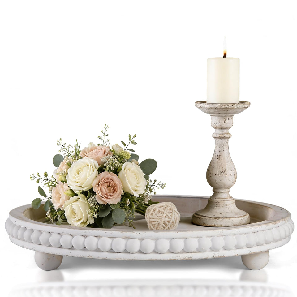 FZBCTLDZ decorative coffee table tray round 12-inch whitewashed enhances table styling