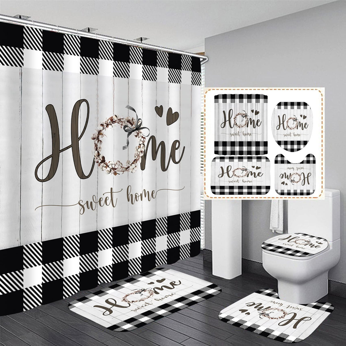 FZDHHY plaid shower curtain blocks water and adds rustic charm to the bathroom