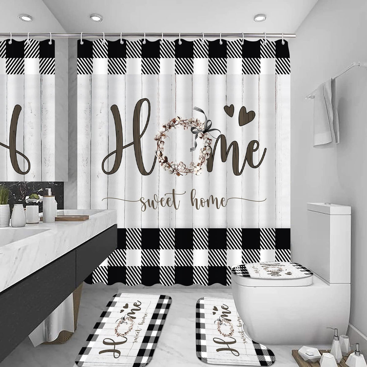 FZDHHY toilet cover completes the plaid bathroom set