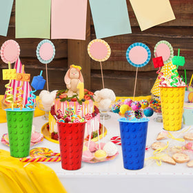 FZR Legend bricks-themed straws add playful touch for kids' parties.
