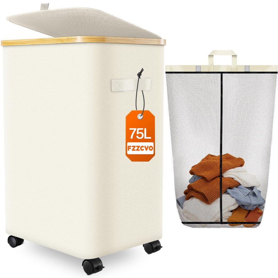 Fzzcvo Laundry Hamper with Wheels enables smooth transport of heavy loads around the home