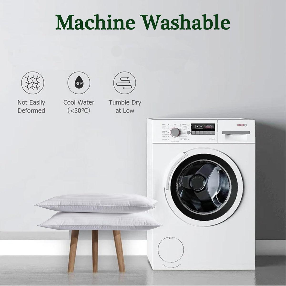 FZZOR easy-care pillows are machine washable for easy upkeep.