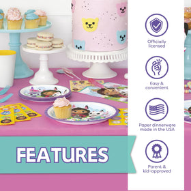Gabby Dollhouse heavy-duty tableware resists leaks while serving a variety of foods.