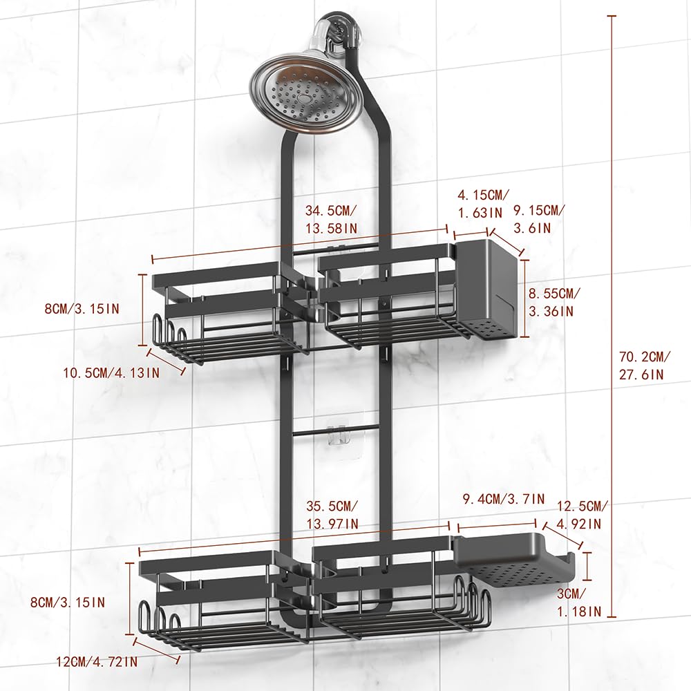 Gabeeriso height-adjustable shower organizer keeps toiletries within reach