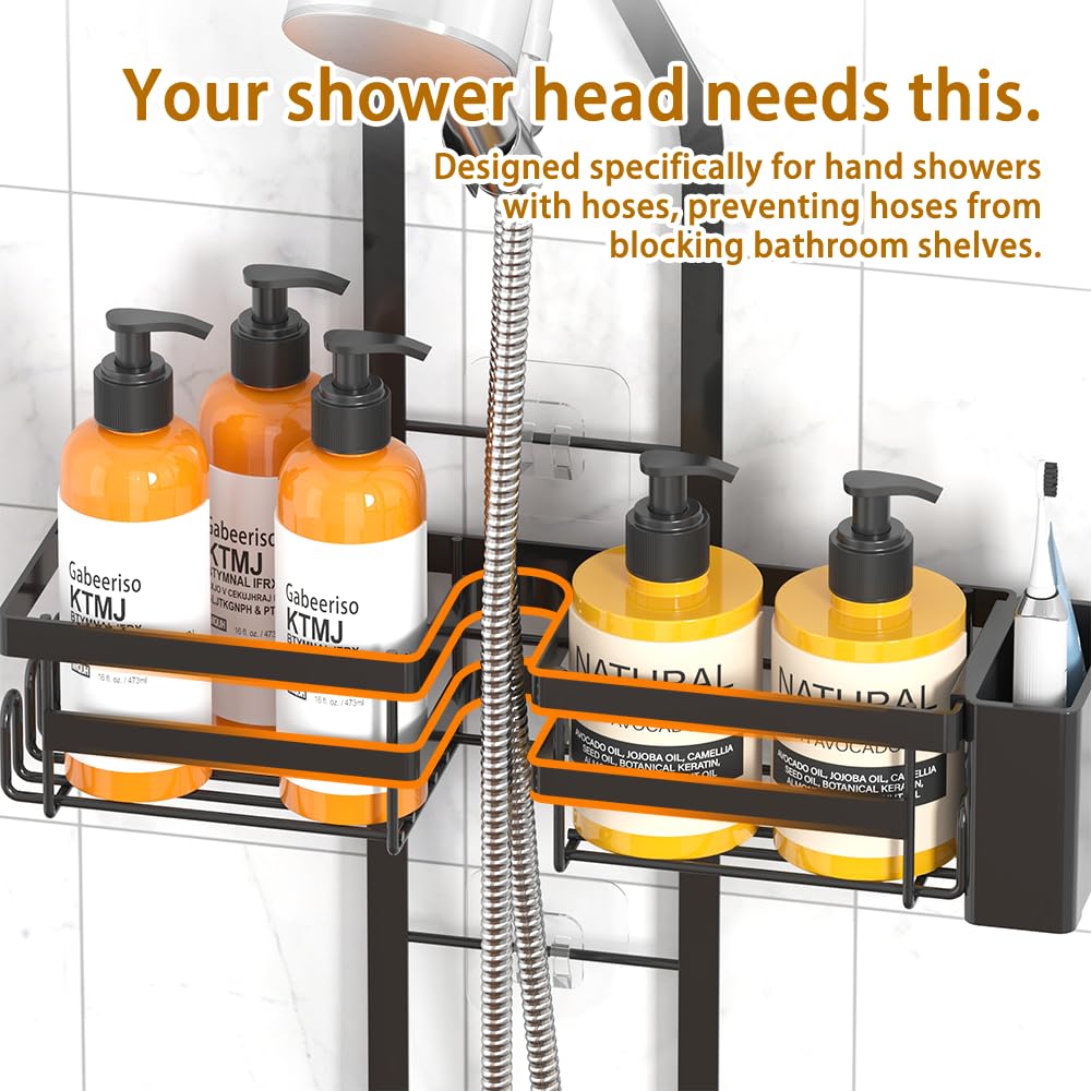 Gabeeriso two-tier bathroom storage holds shampoo, soap and more