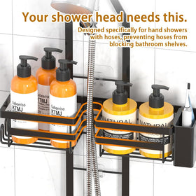 Gabeeriso two-tier bathroom storage holds shampoo, soap and more