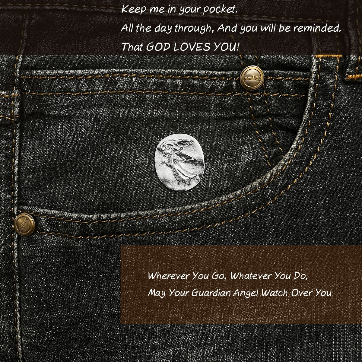 Gaberic non-perforated angel coin, compact pocket keepsake