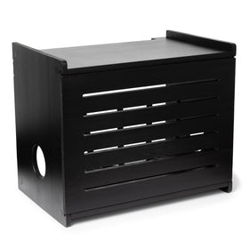 Gadget Garage wooden router box front view with clean pine finish and cable management