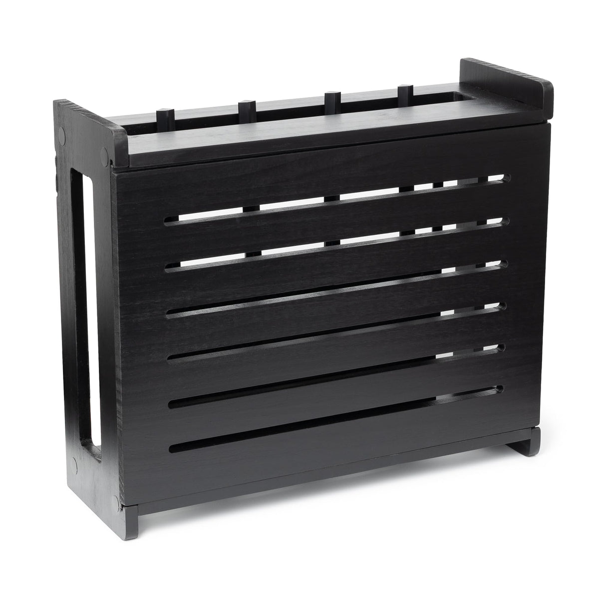 Gadget Garage wooden WiFi router storage box front view hides clutter.
