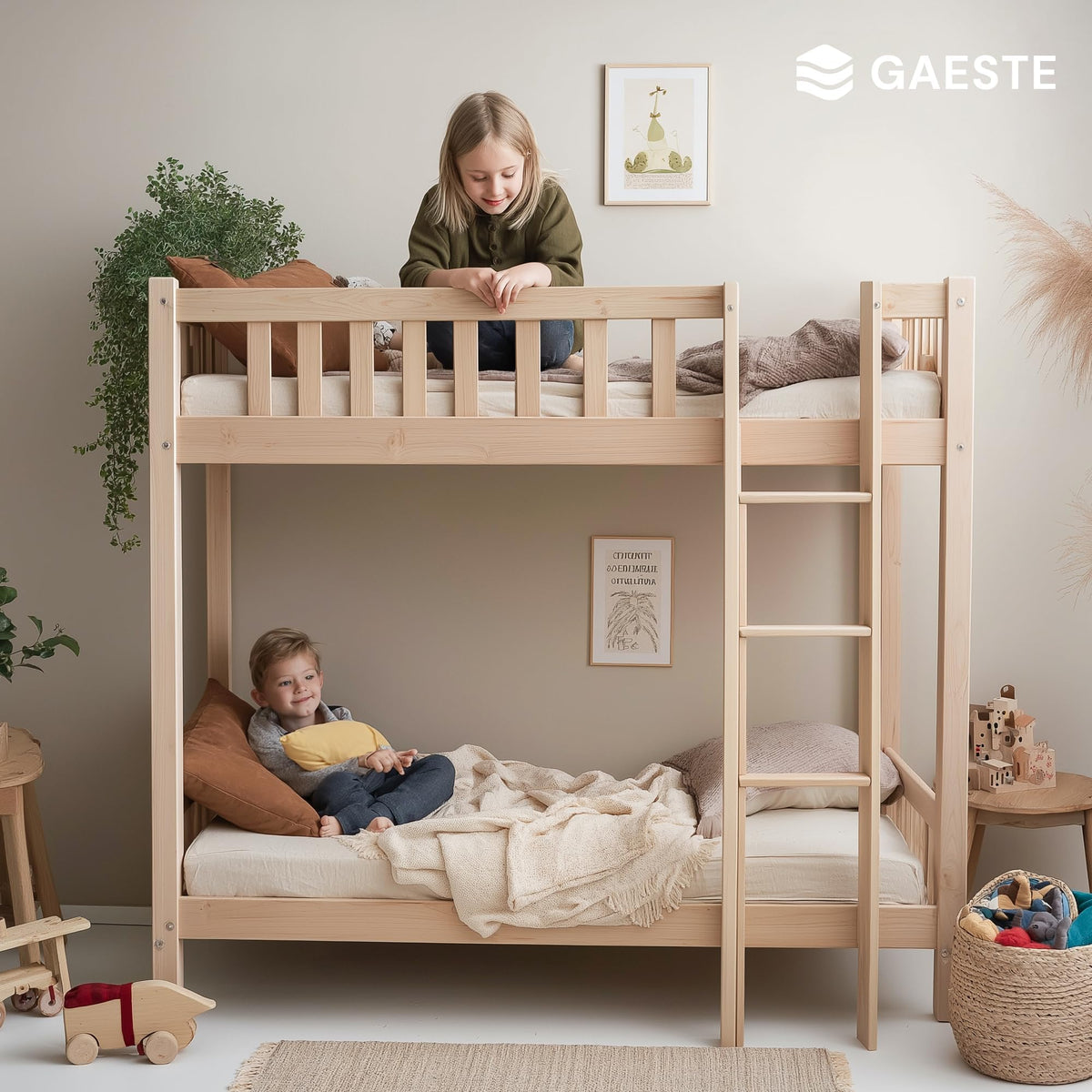 GAESTE twin bedroom scene showing versatile use in a guest or kids room