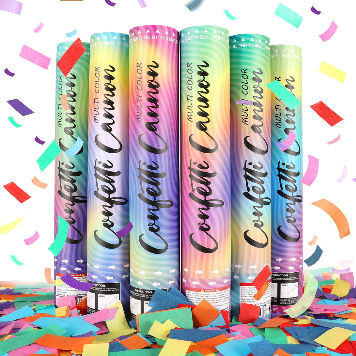 GAILROSO Confetti Poppers 12-inch burst for vibrant celebrations