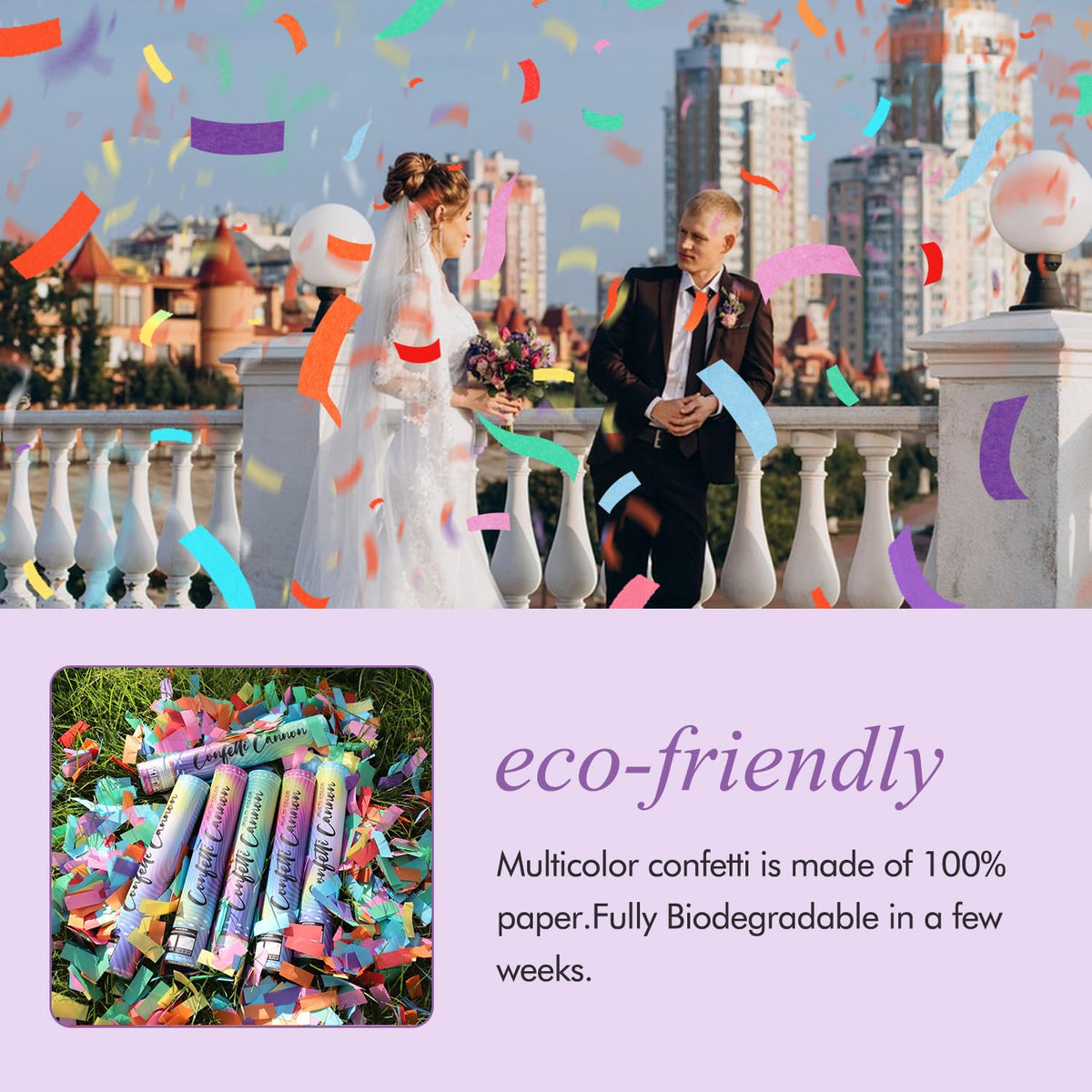 GAILROSO confetti poppers at a wedding entrance moment